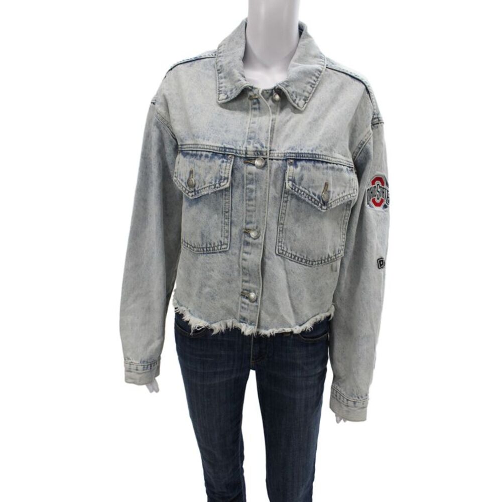 Hype and Vice Women Basic Blue Cotton Button Long Sleeve Jacket Size L